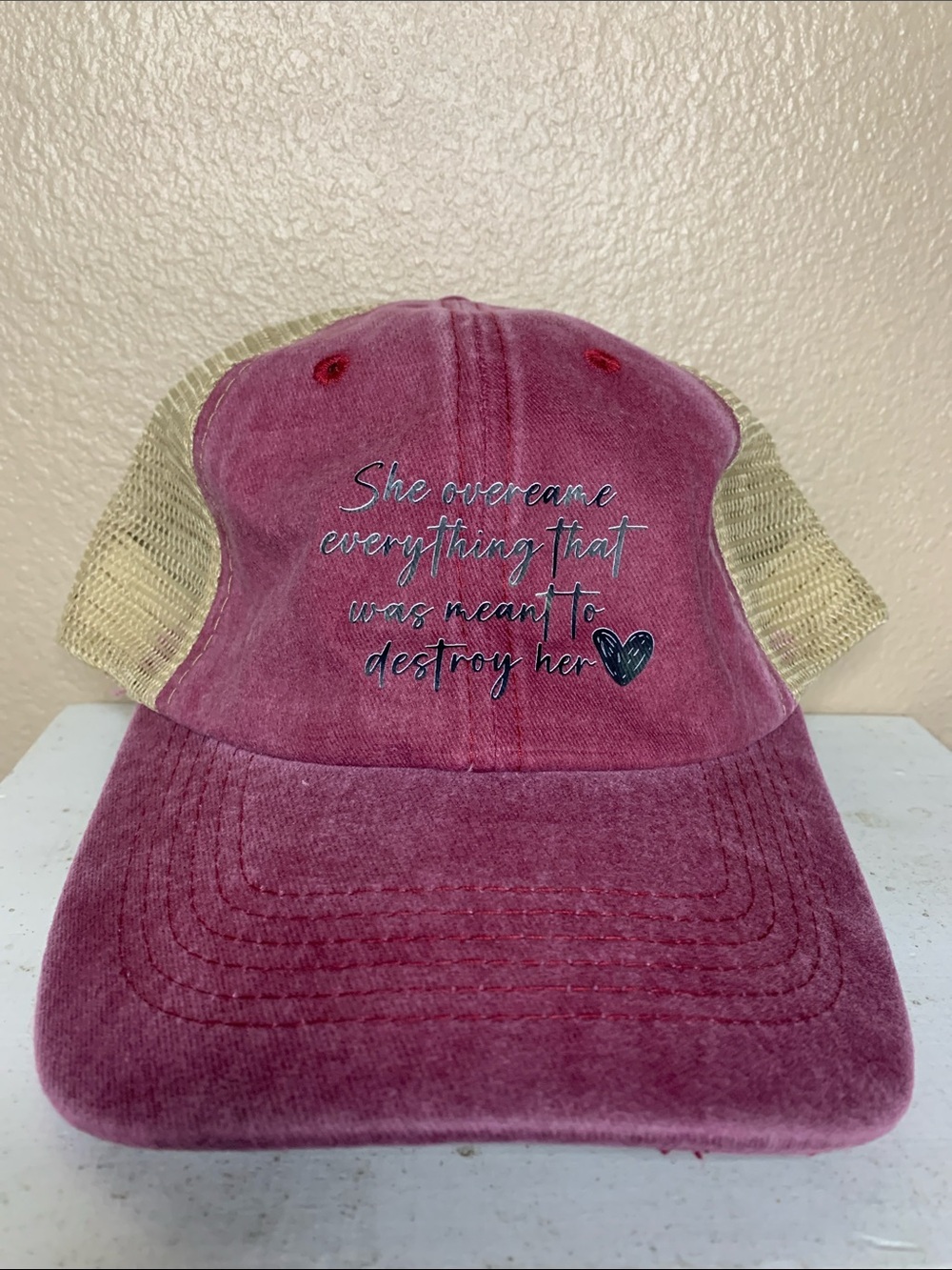 CRIMSON Cotton Mesh Embroidered Baseball Cap Adjustable